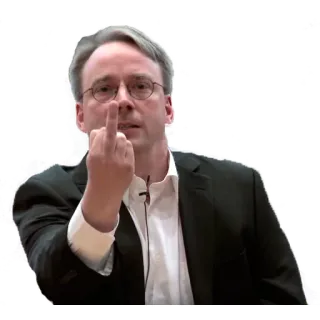 🖕 Linus Torvalds Stinkefinger, Linus Torvalds, beleidigende Geste telegram sticker