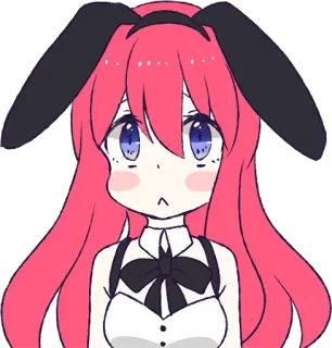 🙁 Anime, Coelho, Fofo, Menina, Desenho animado, Cabelo rosa telegram sticker