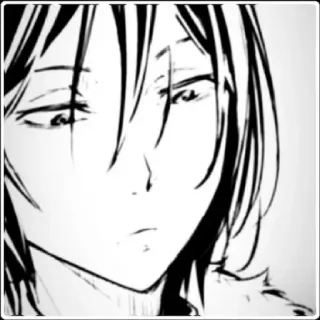 😯 Anime, Mangá, Retrato, Preto e branco, Personagem telegram sticker