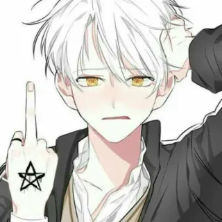 🖕 อนิเมะ, นิ้วกลาง, ดาวห้าแฉก, ก้าวร้าว, การ์ตูน telegram sticker