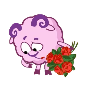 🌷 cartoon, animal, sheep, flowers, cute, love, bouquet telegram sticker