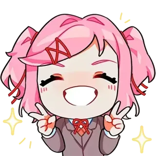 😁 Natsuki Doki Doki Literature Club! 夏树, 动漫, 漫画, 可爱, 卡哇伊, DDLC, 心跳文学俱乐部 whatsapp sticker