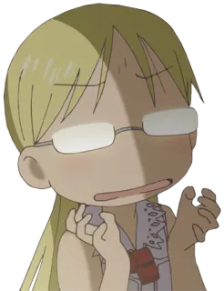 😦 Nanachi Made in Abyss Anime, Personaje, Gafas, Lindo, Sudando whatsapp sticker