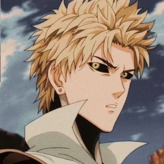 🥊 Genos One-Punch Man Anime, Cyborg, Blond włosy, Poważny, Bohater telegram sticker