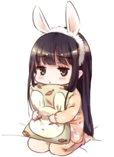 🙁 兔子, 女孩, 可爱, 动漫, 漫画, 卡哇伊 telegram sticker
