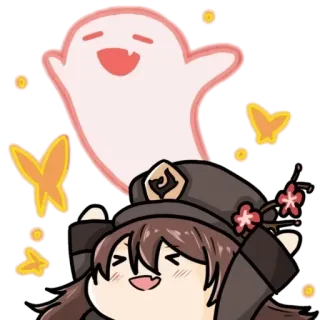 🌸 Hu Tao Genshin Impact 原神, 胡桃, アニメ, ゲーム, 幽霊, 可愛い telegram sticker