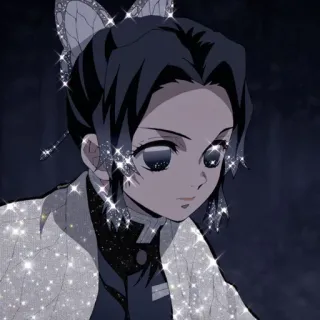 ⭐ Shinobu Kocho Demon Slayer anime, demon slayer, shinobu kocho, sparkly, cartoon, girl whatsapp sticker