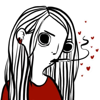 🌸 мультфильм, курение, сигарета, сердечки, любовь whatsapp sticker