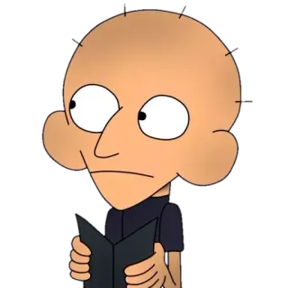 😕 cartoon, character, sticker, reading, book whatsapp sticker
