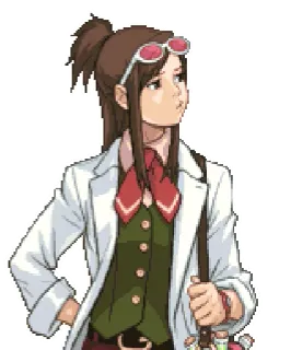 😤 Ema Skye Ace Attorney trò chơi điện tử, nhân vật, phụ nữ, nhà khoa học, anime, ema skye telegram sticker