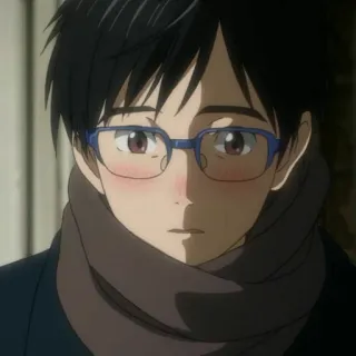 🐬 Yuri Katsuki Yuri on Ice Аниме, Yuri on Ice, Юрий Кацуки, Очки, Шарф telegram sticker
