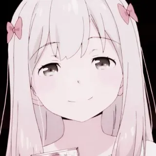 💗 fille anime, mignon, dessin animé, rose, noeud, kawaii telegram sticker