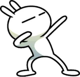🕺 conejo, dab, dibujos animados, pegatina, blanco, pose telegram sticker