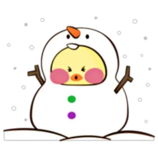 🐥 snowman, winter, snow, cute, cartoon, holiday, seasonal telegram sticker