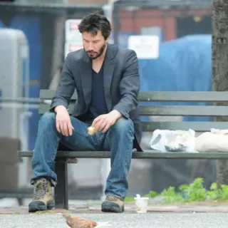⭐️ Keanu Reeves Keanu Reeves, Trauriger Keanu, Bank, Essen telegram sticker