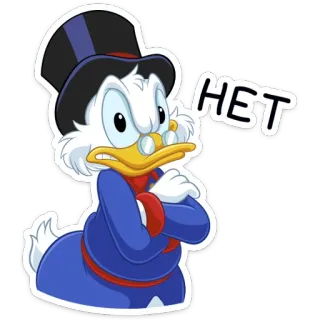 🙅‍♂️ Scrooge McDuck HET bebek, kartun, uang, kaya, Scrooge, marah telegram sticker