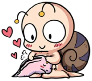 🤗 Cartoon, Schnecke, Niedlich, Tier, Herzen, Kawaii telegram sticker