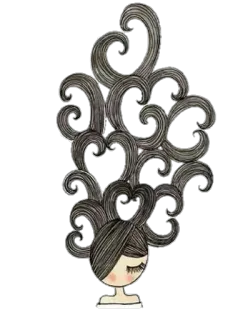❣ capelli, acconciatura, illustrazione, ritratto, cartone animato, donna telegram sticker