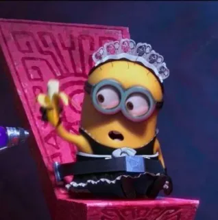 🍌 Minion Despicable Me minion, banana, cartoon, maid, costume, funny telegram sticker