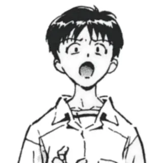 😧 Shinji Ikari Neon Genesis Evangelion アニメ, マンガ, 衝撃, 表情, キャラクター telegram sticker