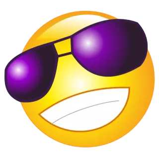 😎 emoji, smiley, cool, lunettes de soleil, jaune, visage, fun, dessin animé whatsapp sticker