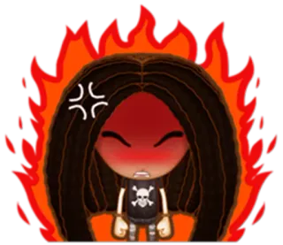 😡 anger, angry, flames, skull, cartoon, fire telegram sticker
