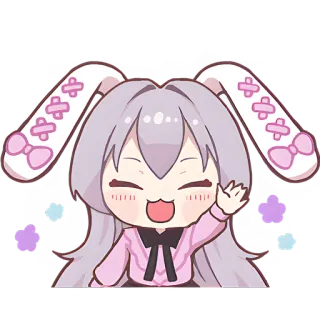 👋 Anime, Konijn, Chibi, Kawaii, Cartoon, Sticker, Leuk telegram sticker