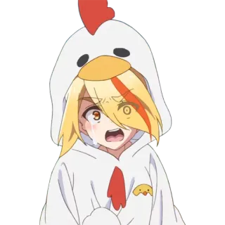 😭 Аниме, Курица, Костюм, Плачущий, Грустный, Милый telegram sticker