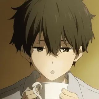 🫖 Houtarou Oreki Hyouka anime, Hyouka, Houtarou Oreki, café, perezoso, cansado telegram sticker