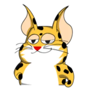 😌 kucing, binatang, stiker, kartun, imut, kuning, telinga telegram sticker