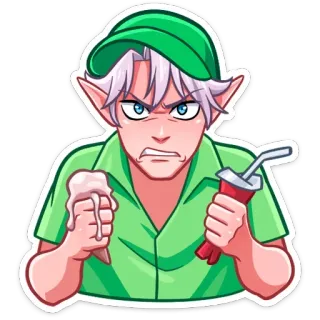 🙄 эльф, злой, мороженое, газировка, мультфильм, зеленый telegram sticker