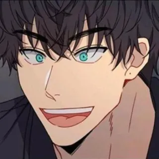 🌟 anime, cartone animato, uomo, sorriso, ritratto telegram sticker
