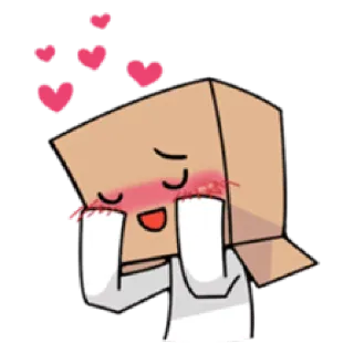 😳 sticker, love, cartoon, box head, cute, hearts, happy telegram sticker