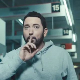 🎤 Eminem Eminem, rapper, shhh, silêncio, celebridade whatsapp sticker