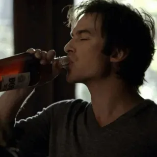 🕳 man, drinken, fles, alcohol, volwassene telegram sticker