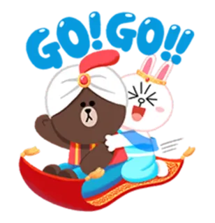 🕌 Dessin animé, Tapis volant, Ours, Lapin, Costume, Volant, Mille et une nuits, Fantaisie whatsapp sticker