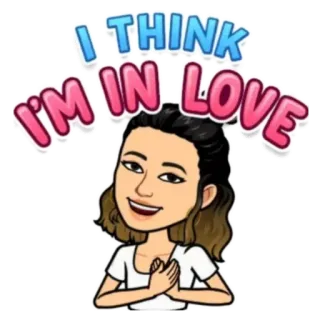 🤍 I THINK I'M IN LOVE любовь, мультфильм, эмоции, счастье, Bitmoji telegram sticker