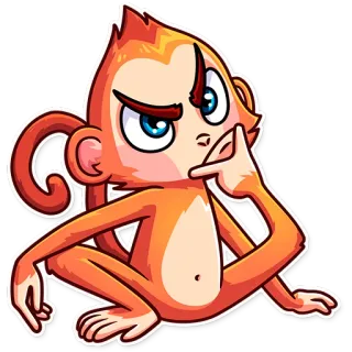 🤔 singe, dessin animé, animal, singe, pensée telegram sticker