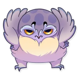 😠 猫头鹰, 鸟, 卡通, 可爱, 动物, 贴纸 telegram sticker
