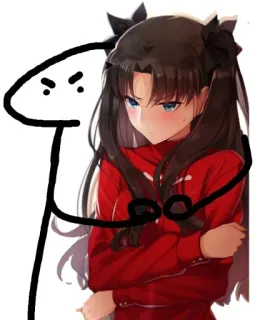 😏 Rin Tohsaka Fate/stay night Anime, Cô gái, Sticker, Fanart, Rin Tohsaka, Fate/stay night telegram sticker