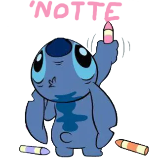 🐨 Stitch NOTE Stitch, crayon, cartoon character, blue alien telegram sticker