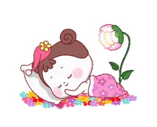 😴 fofo, kawaii, dormindo, flor, desenho animado, sono, adorável telegram sticker