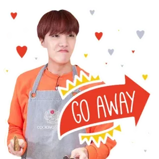 😒 GO AWAY готовка, уйди, стрелка, кухня, стикер, сердечки whatsapp sticker