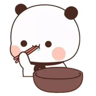 🍯 แพนด้า, กิน, ตะเกียบ, ชาม, น่ารัก, การ์ตูน, สัตว์ telegram sticker