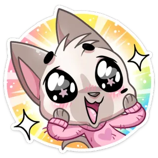 🤩 gato, fofo, anime, adesivo, kawaii whatsapp sticker