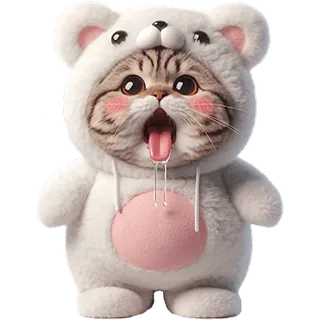 🤤 kat, schattig, beer, dier, sticker, kawaii telegram sticker