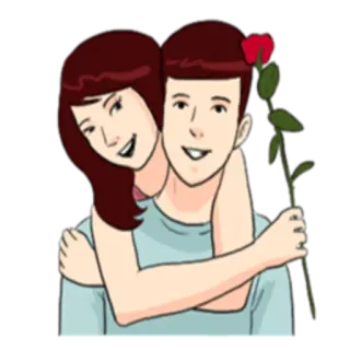 🌹 casal, amor, romance, relacionamento, desenho animado, abraço, rosa telegram sticker