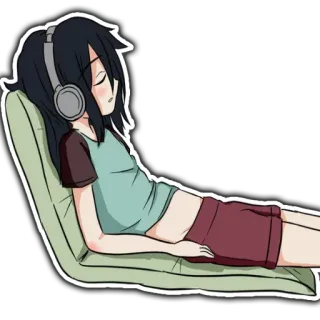 😪 อนิเมะ, ชิล, นอนหลับ, หูฟัง, คาวาอิ telegram sticker