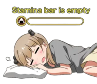 😩 Stamina bar is empty exhausted, tired, stamina, anime, sleepy, relaxing telegram sticker