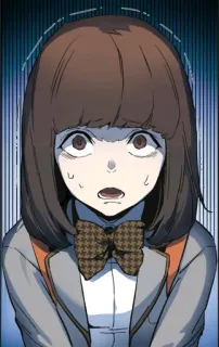 ✨ Anime, Manga, Chica, Uniforme escolar, Asustada, Pelo castaño telegram sticker